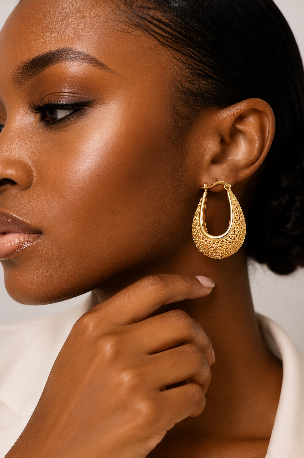 Textured Gold Teardrop Earrings
