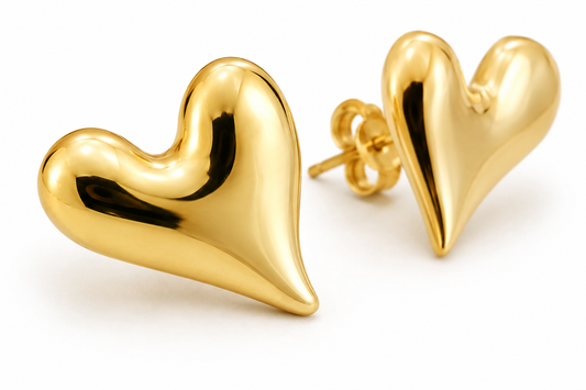 Sculpted Heart Gold Earrings