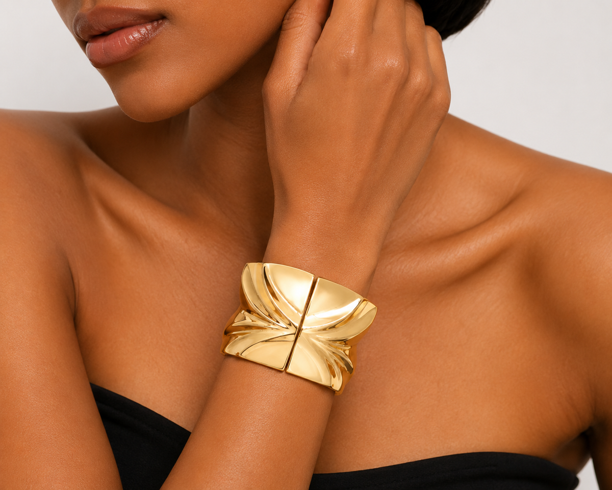 Gold Geometric Statement Bangle