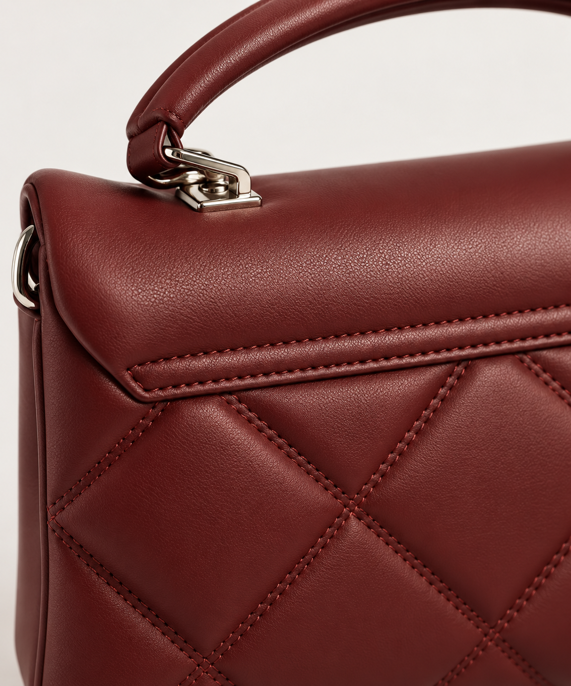 Quilted Structured Top-Handle Bag