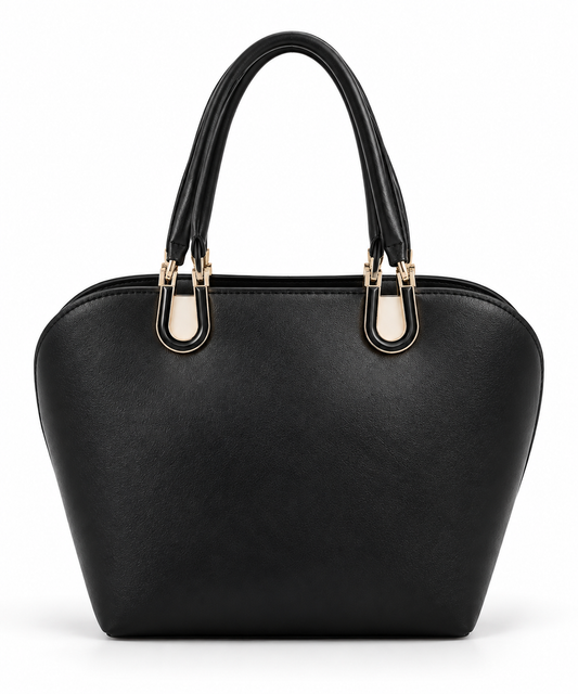 Black Rounded Structured Handbag