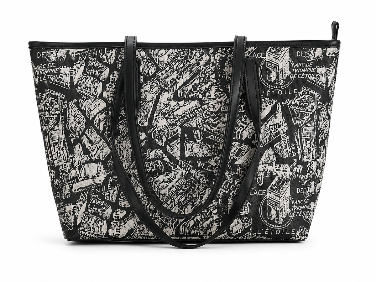 Parisian Print Tote Bag – Black & White