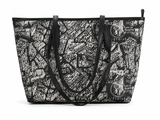 Parisian Print Tote Bag – Black & White