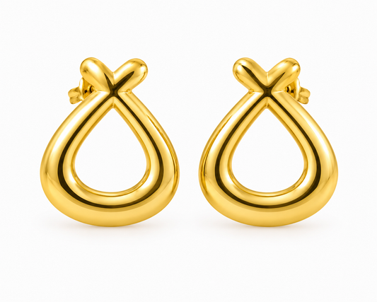 Crossed Loop Gold Earrings