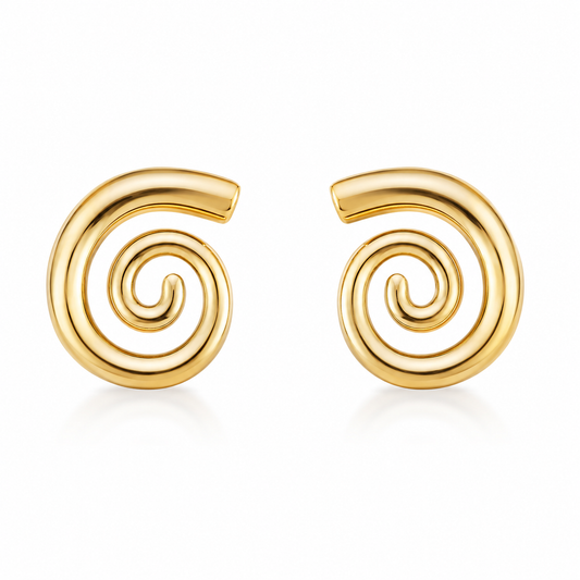Spiral Gold Statement Earrings