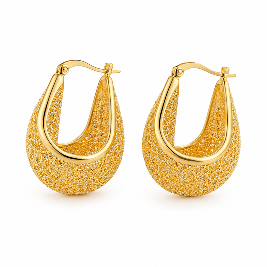 Textured Gold Teardrop Earrings