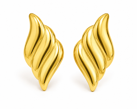 Ribbed Gold Statement Earrings