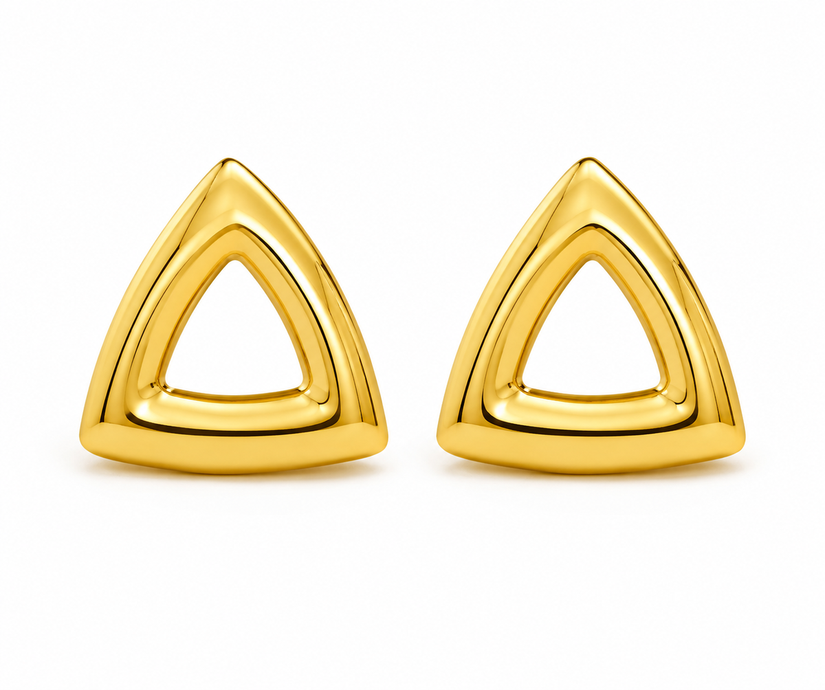 Gold Triangle Statement Earrings