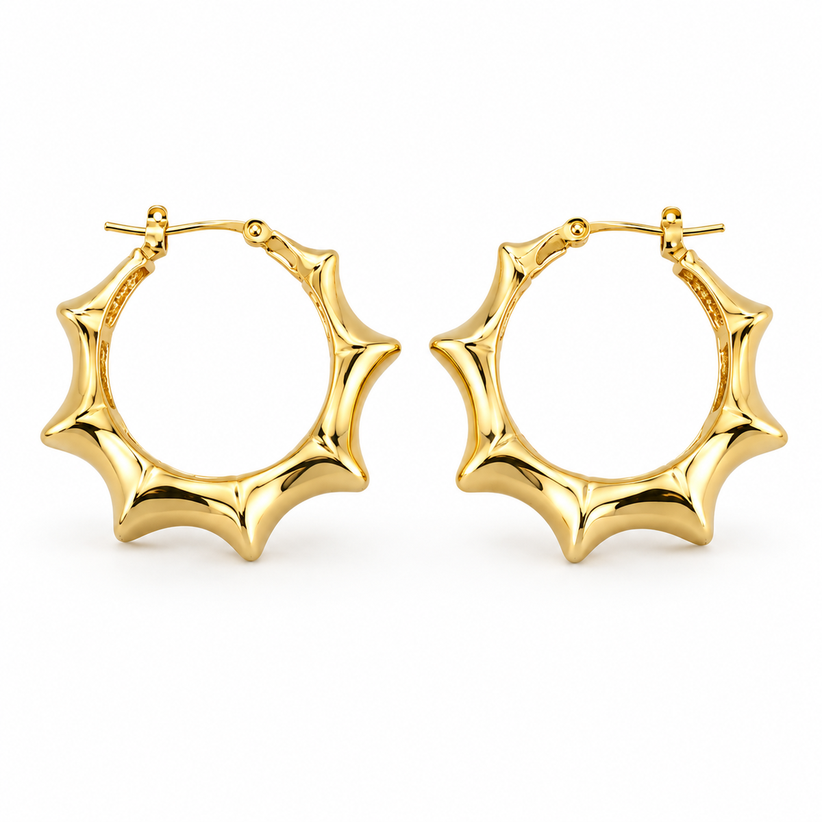 Sculpted Gold Starburst Hoop Earrings