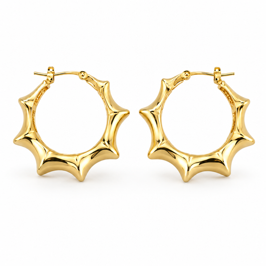 Sculpted Gold Starburst Hoop Earrings