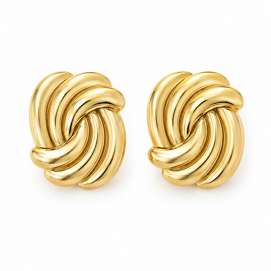 Sculpted Knot Gold Earrings