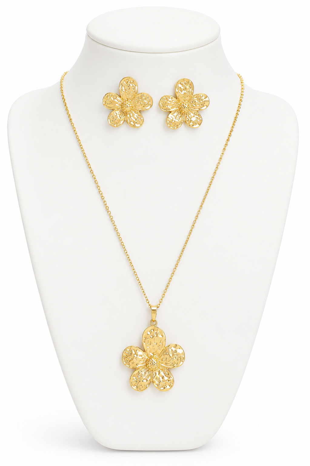Textured Floral Gold Jewellery Set