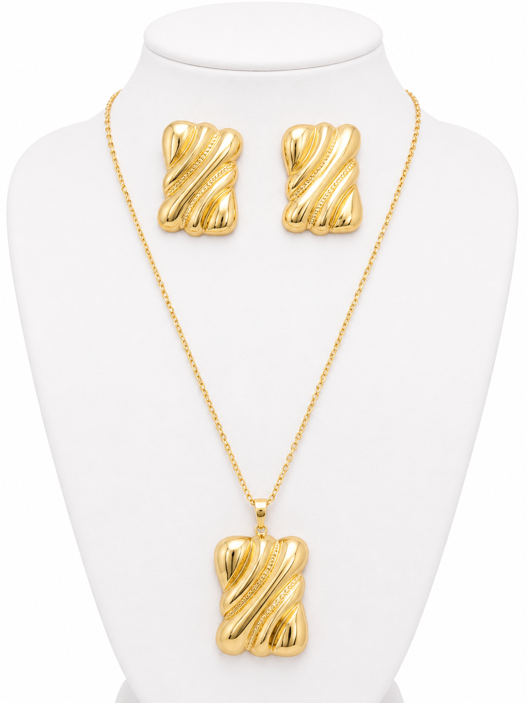 Gold Ribbon Statement Jewellery Set