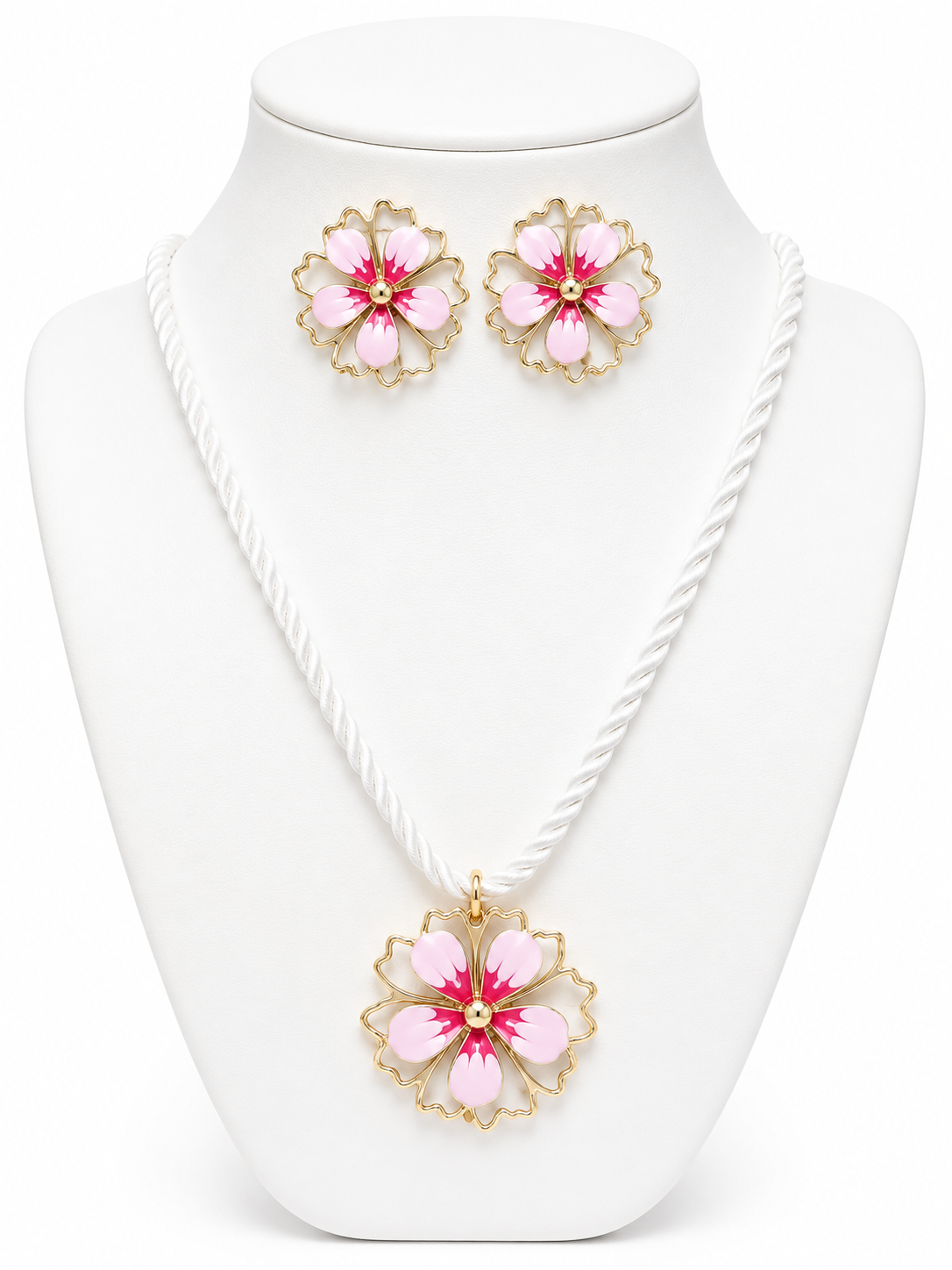 Pink Bloom Floral Jewellery Set