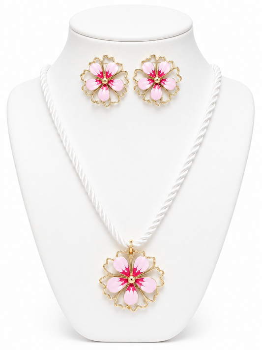 Pink Bloom Floral Jewellery Set