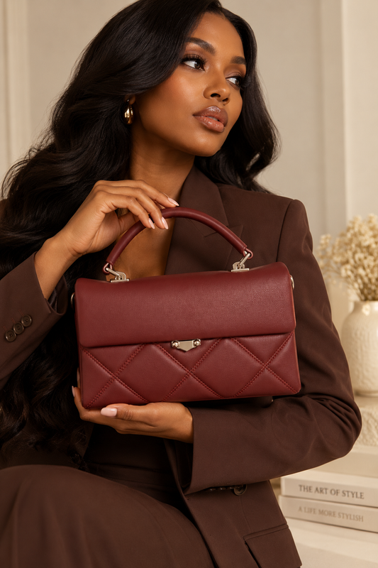 Quilted Structured Top-Handle Bag