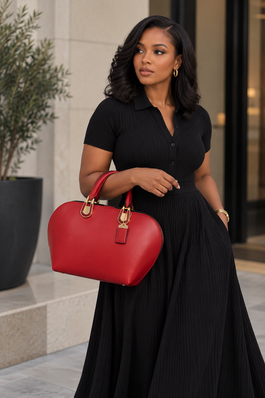 Red Rounded Structed Bag