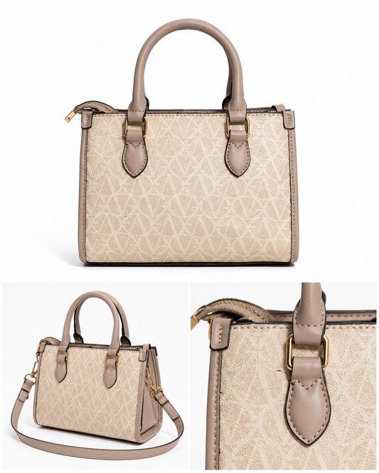 Taupe Monogram Structured Tote Bag