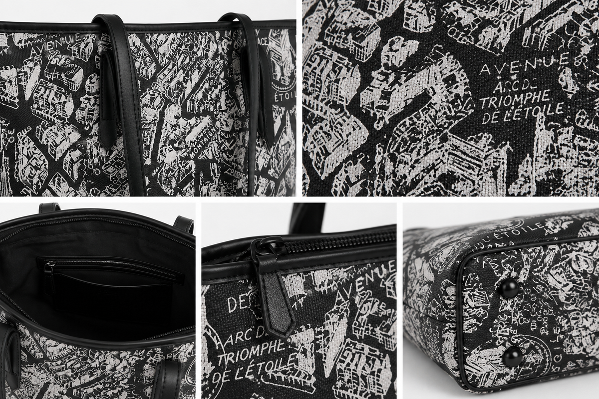 Parisian Print Tote Bag – Black & White