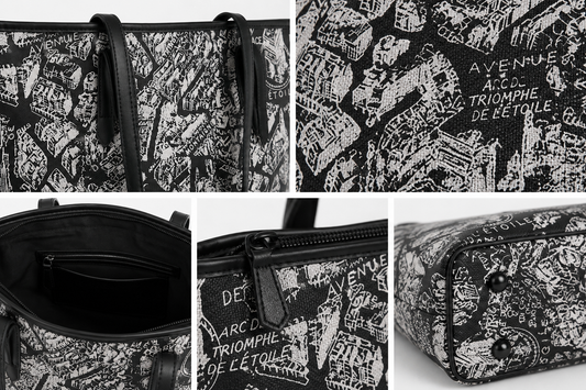 Parisian Print Tote Bag – Black & White