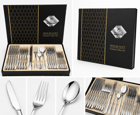 Polished Cutlery Set — 24-Piece Set
