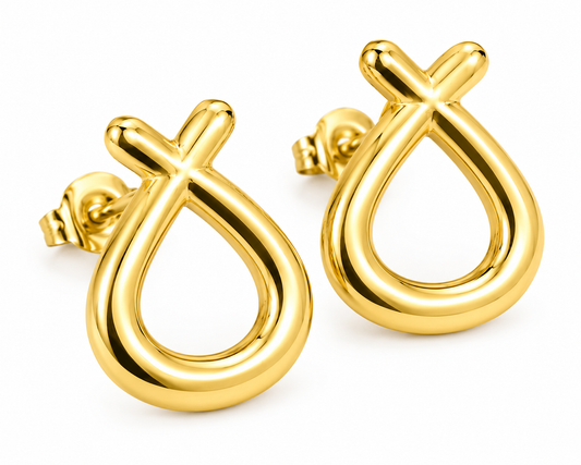 Crossed Loop Gold Earrings