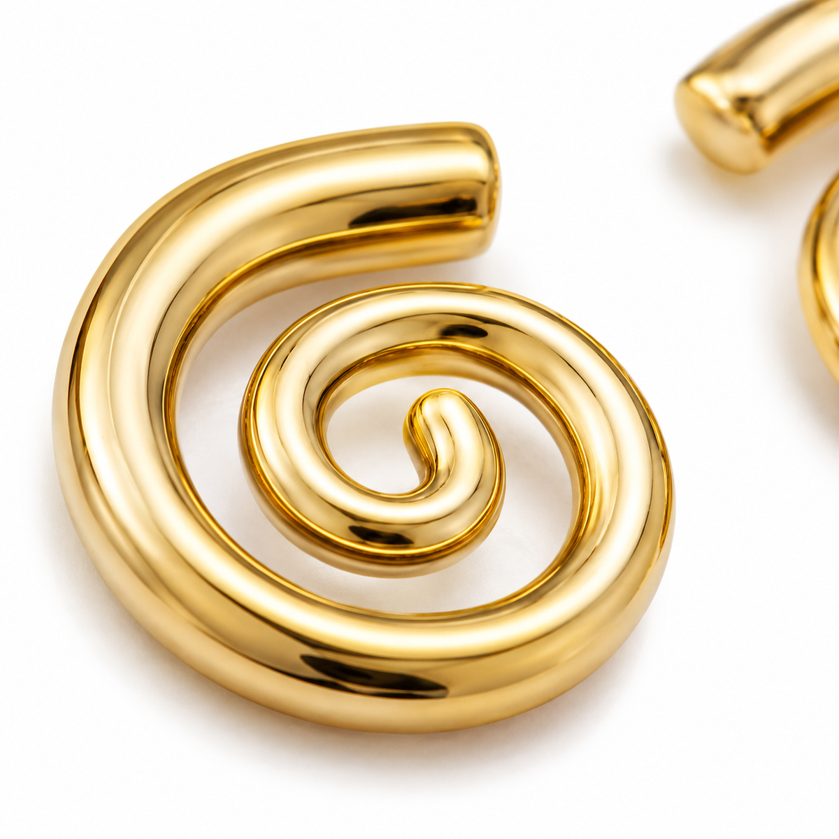 Spiral Gold Statement Earrings
