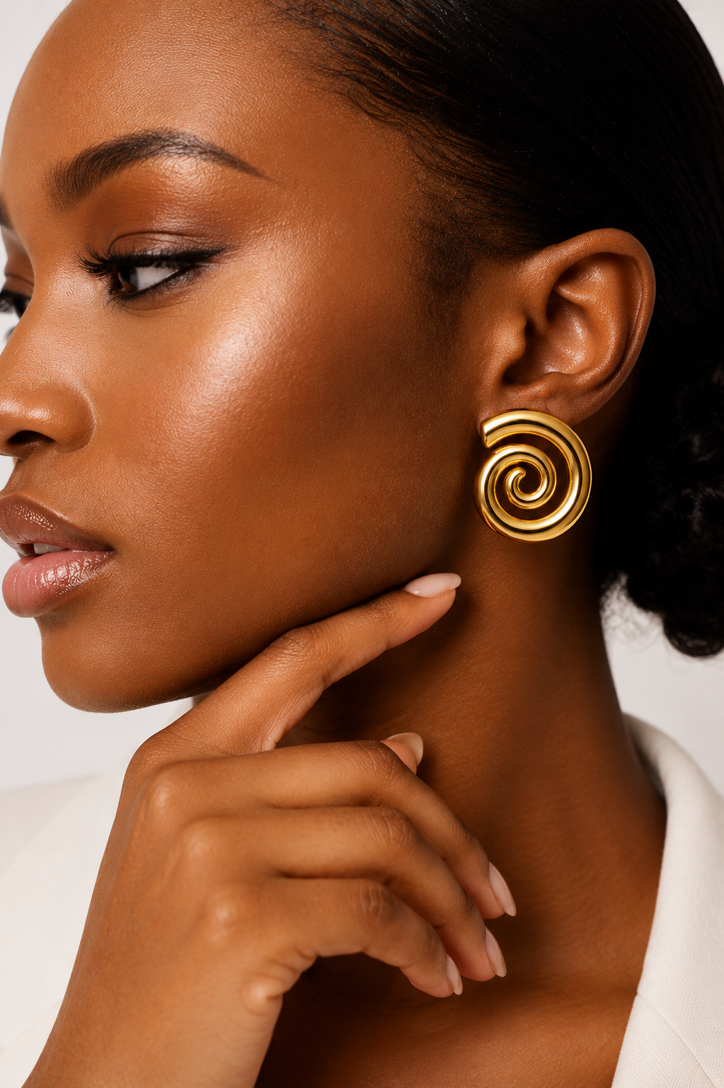 Spiral Gold Statement Earrings