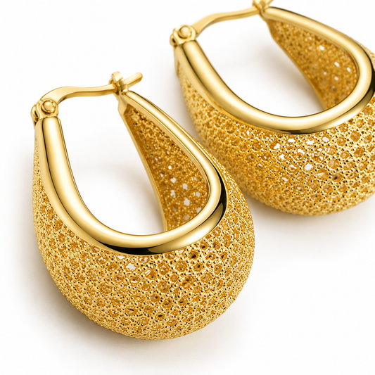 Textured Gold Teardrop Earrings