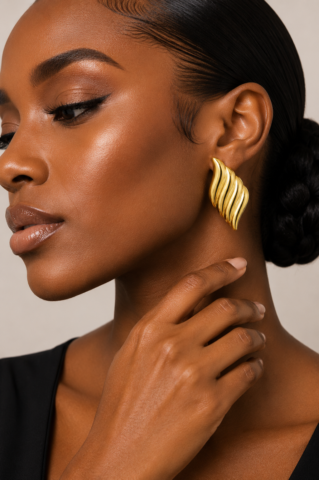 Ribbed Gold Statement Earrings