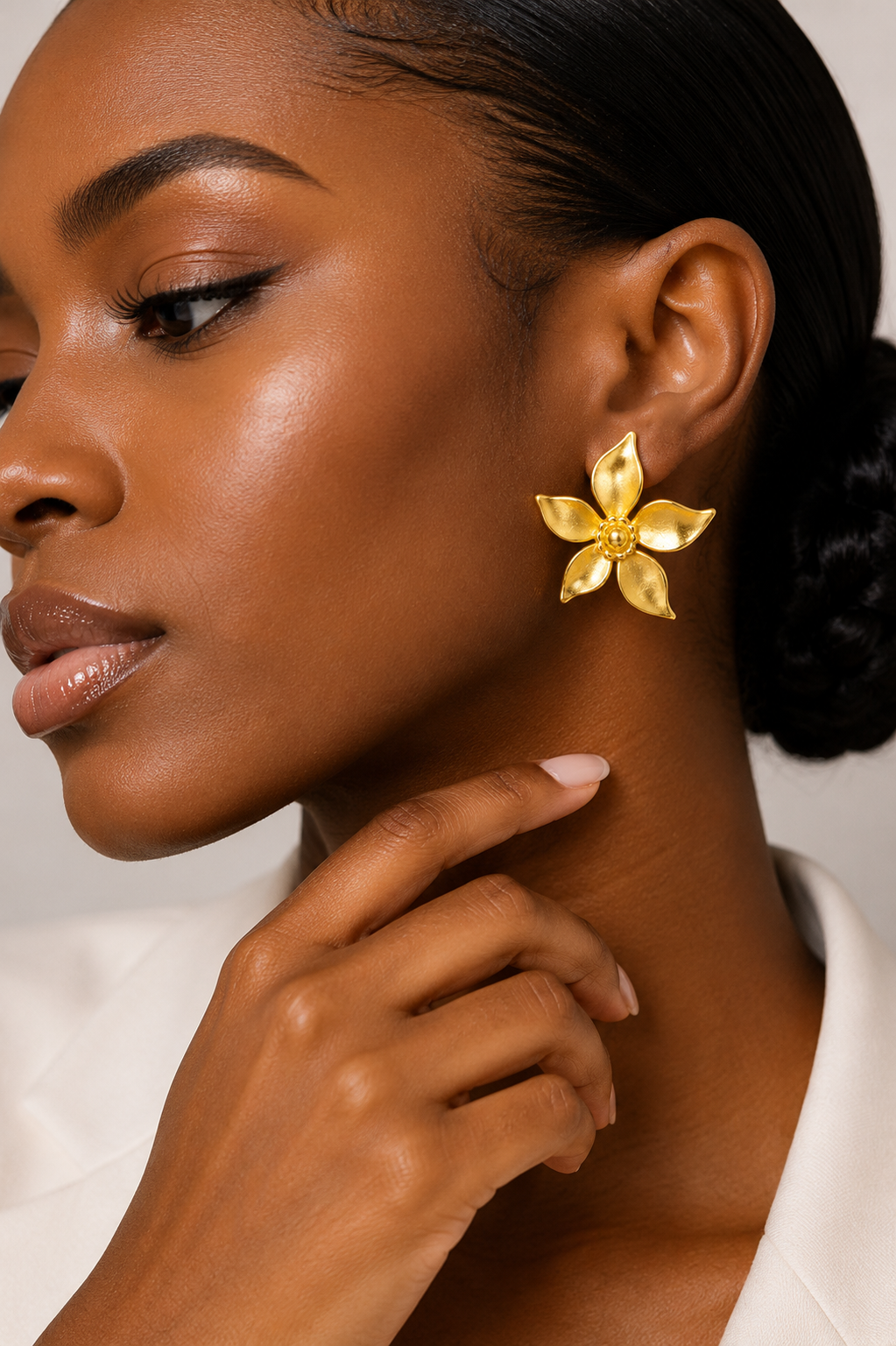 Gold Floral Statement Earrings