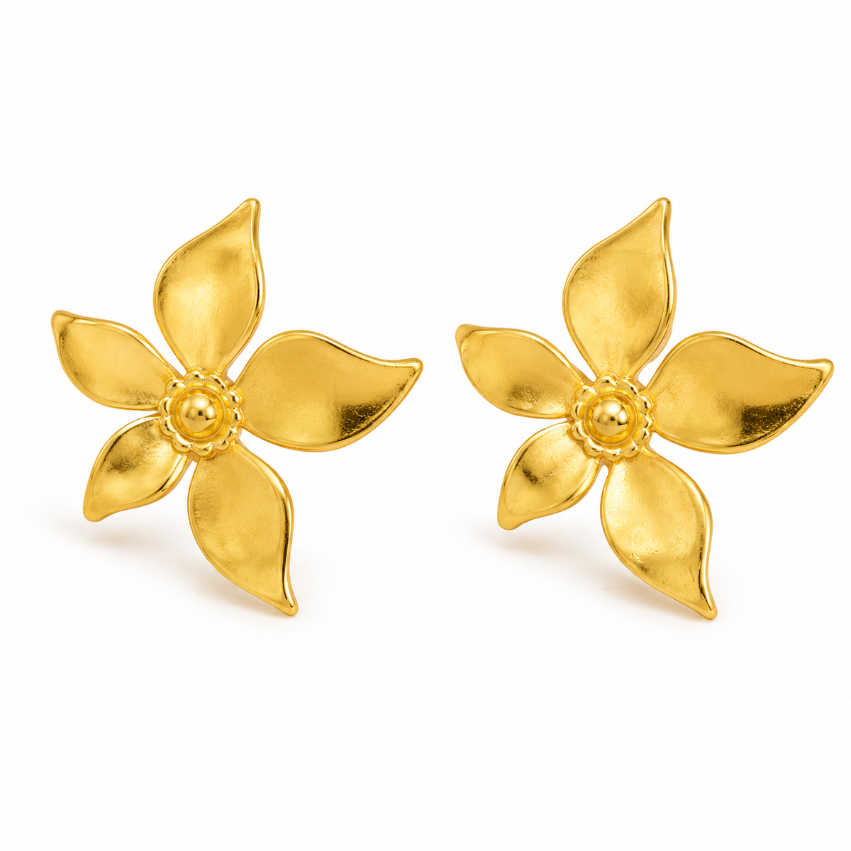Gold Floral Statement Earrings