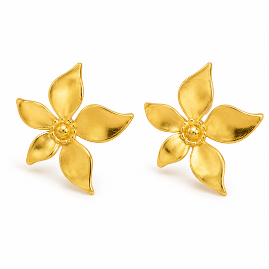 Gold Floral Statement Earrings