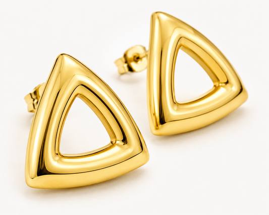 Gold Triangle Statement Earrings