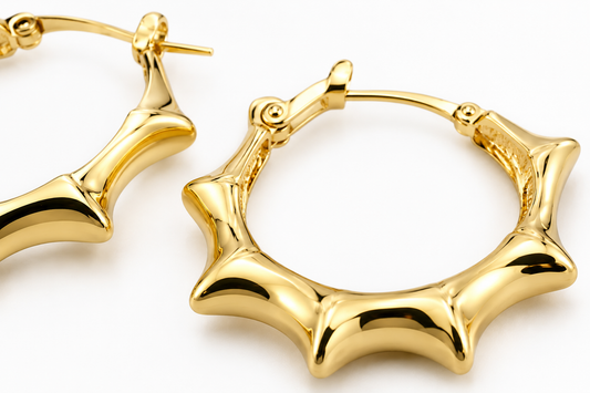 Sculpted Gold Starburst Hoop Earrings