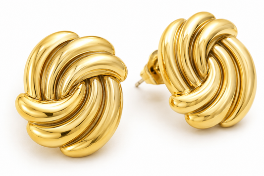 Sculpted Knot Gold Earrings