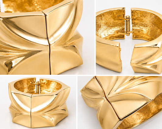 Gold Geometric Statement Bangle