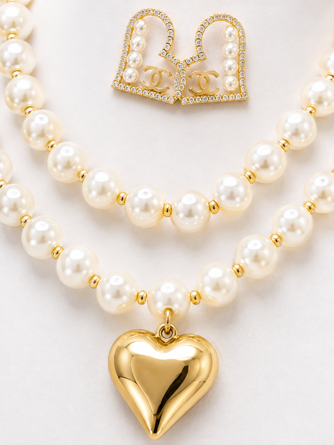 Pearl Heart Statement Jewellery Set