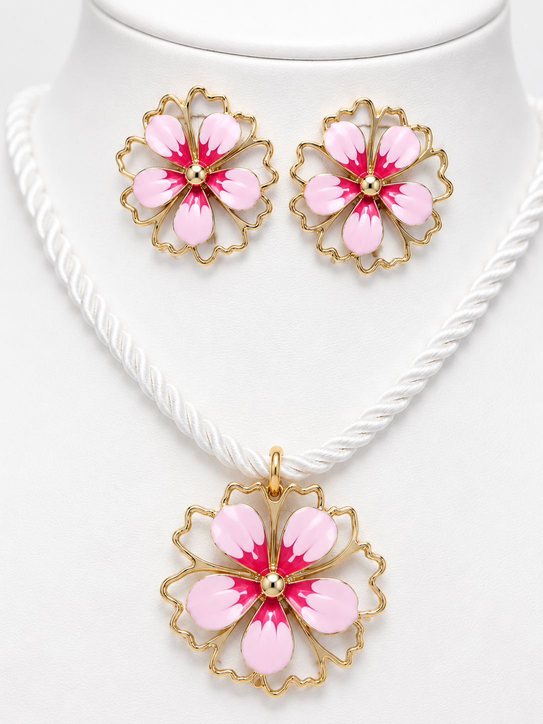 Pink Bloom Floral Jewellery Set