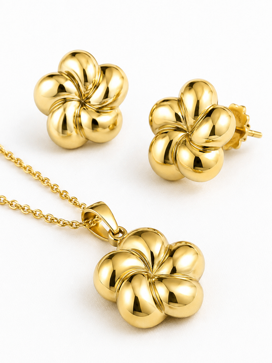 Golden Bloom Floral Jewellery Set