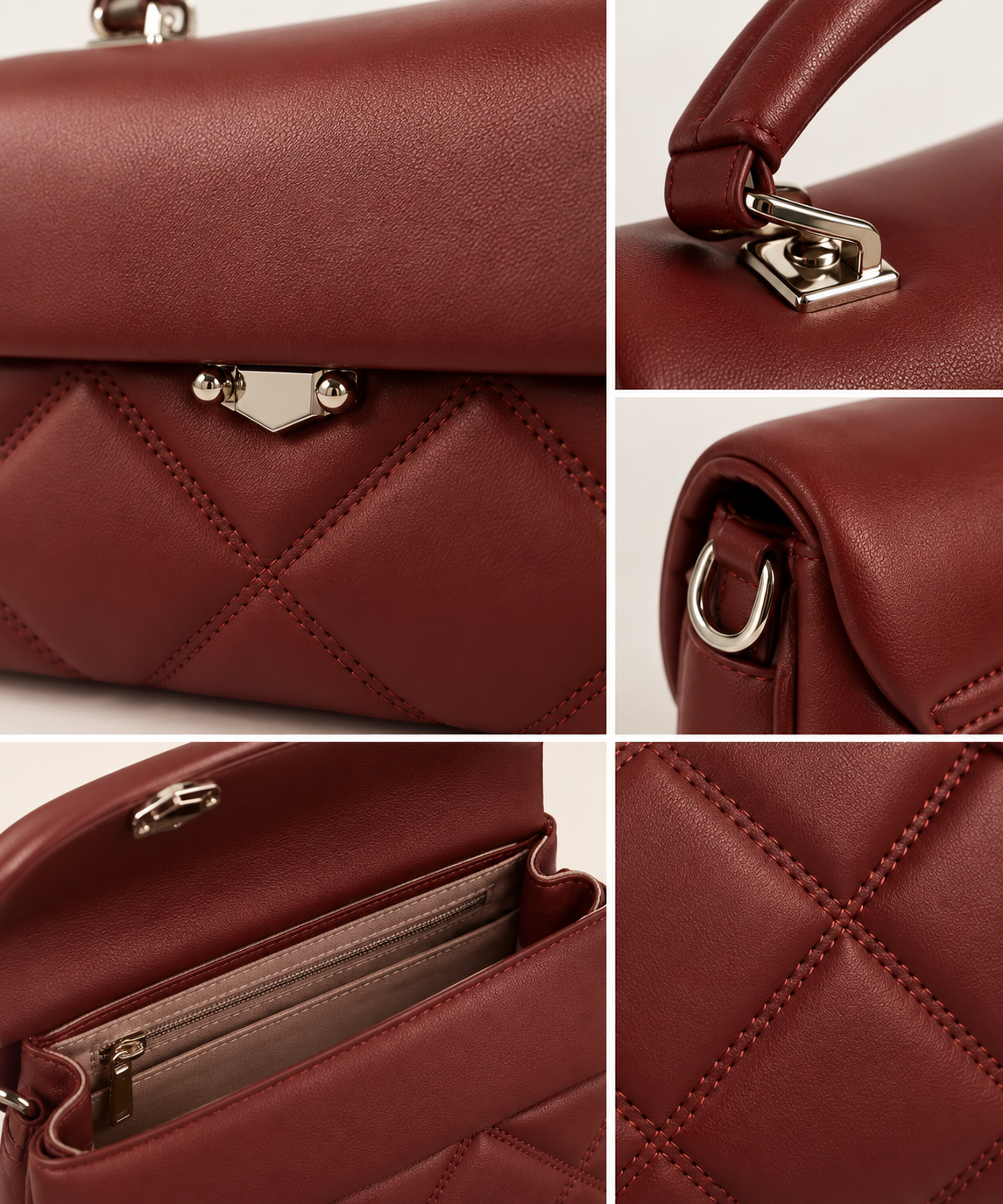 Quilted Structured Top-Handle Bag