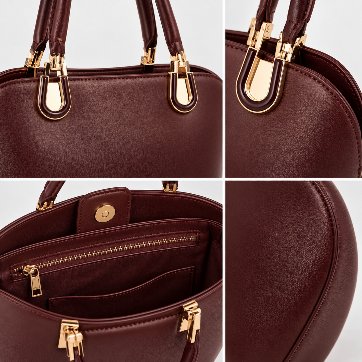 Burgundy Structured Handbag
