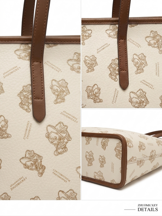 Monogram Graphic Tote – Cream & Brown