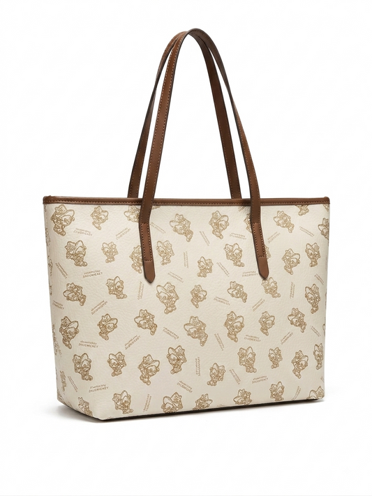 Monogram Graphic Tote – Cream & Brown